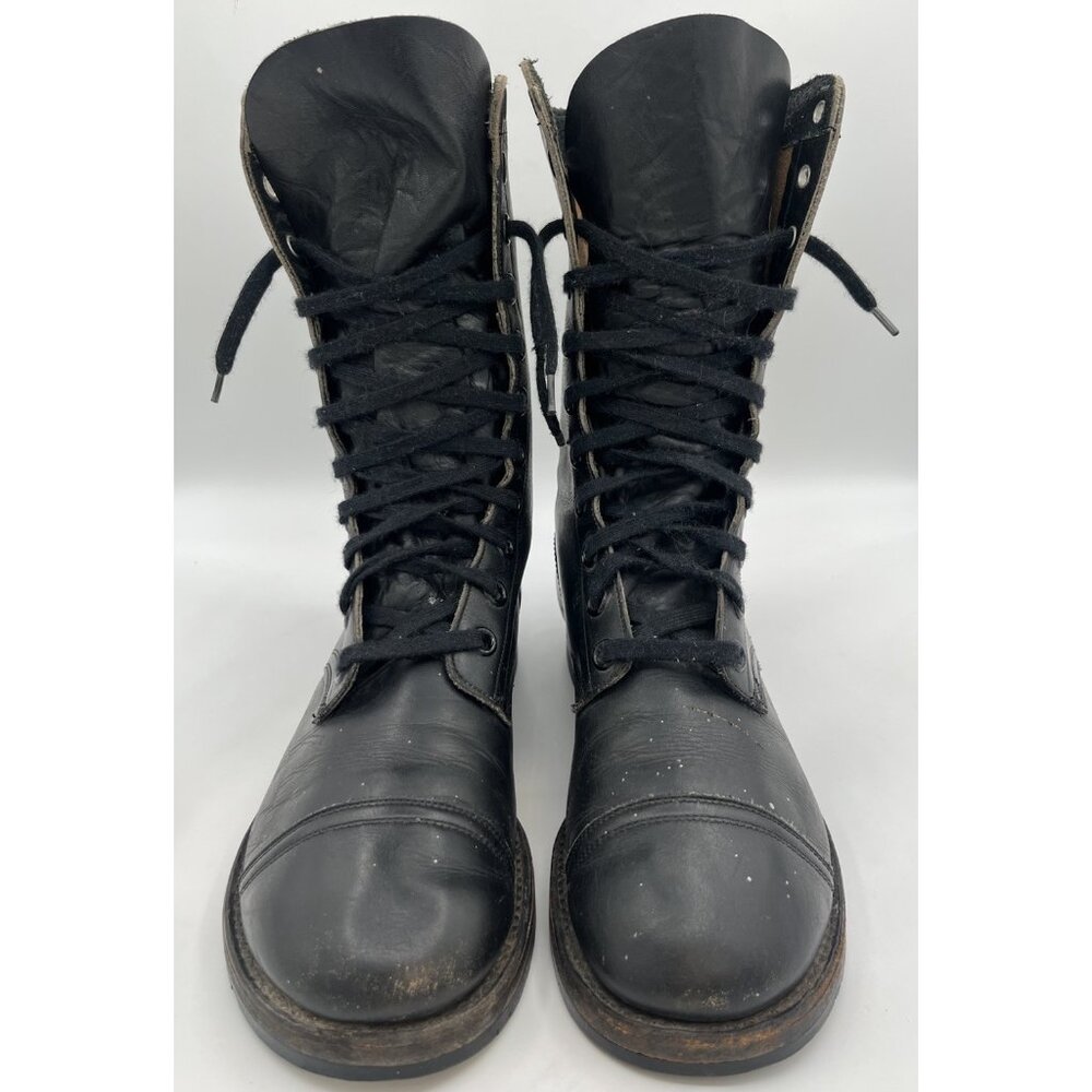 Vtg BFG BF Goodrich Military Combat Capped Toe Black Leather Jump Boot Size 10